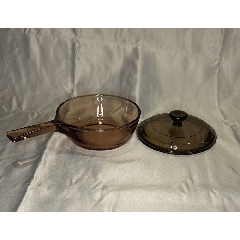 Pyrex CorningWare Visions .5 L Amber Glass Sauce Pan Pot Cookware USA With Lid